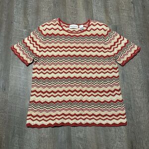 Alfred Dunner Womens Sweater Medium Multicolor Short Sleeve Acrylic‎ Blend Shirt